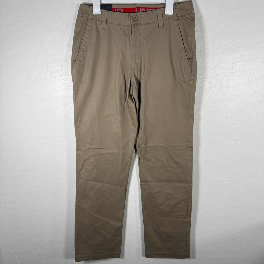 Under Armour Straight Leg Chino Pants Mens 34/34 Tan Khaki Golf Performance New